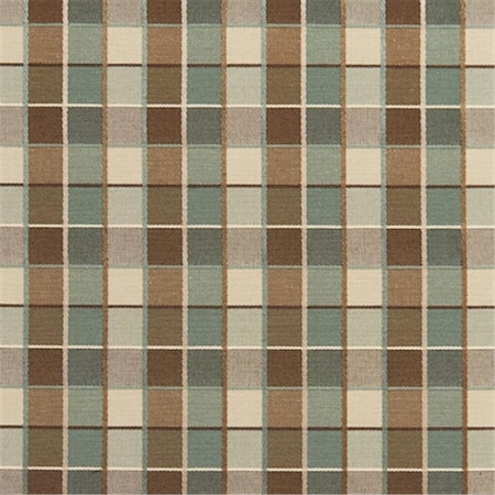 Designer Fabrics 54 in. Wide Teal, Brown And Cream Checkered Silk Satin Upholstery Fabric U0140E